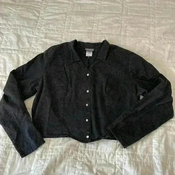 Vintage roughrider western cowgirl black jacket women’s XL whimsigoth buttons - Picture 2 of 4